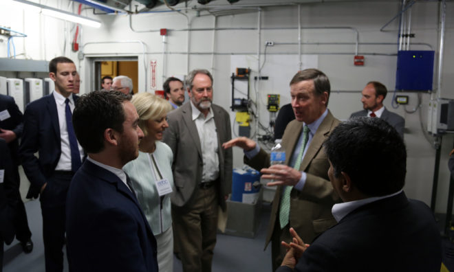 Gov. John Hickenlooper and Unico Sustainability’s Adam Knoff discuss the scope of Unico’s central plant retrofit during his February 6th tour of the 1660 Lincoln Building in Denver