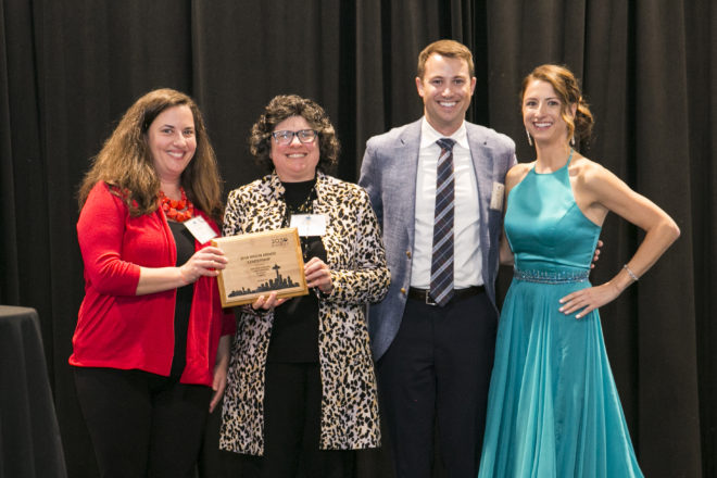 Unico and partners were recognized for their leadership in sustainability at the 2018 Vision Awards, presented by the Seattle 2030 District. In the photograph, Unico Vice President of Sustainable and Responsible Investments Brett Phillips poses with other honorees.
